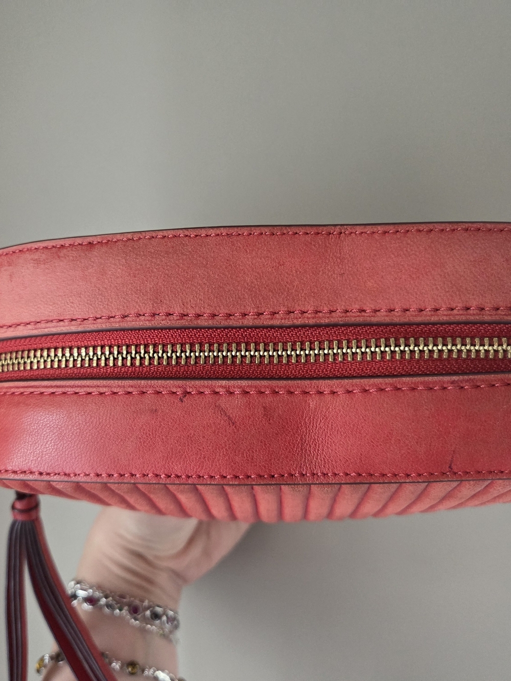 Coach Coral Quilted Crossbody with Gold Chain and Tassel - Picture 4 of 5